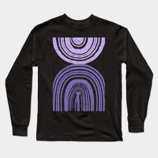 Modern print with abstract geometric purple lines and shapes Long Sleeve T-Shirt